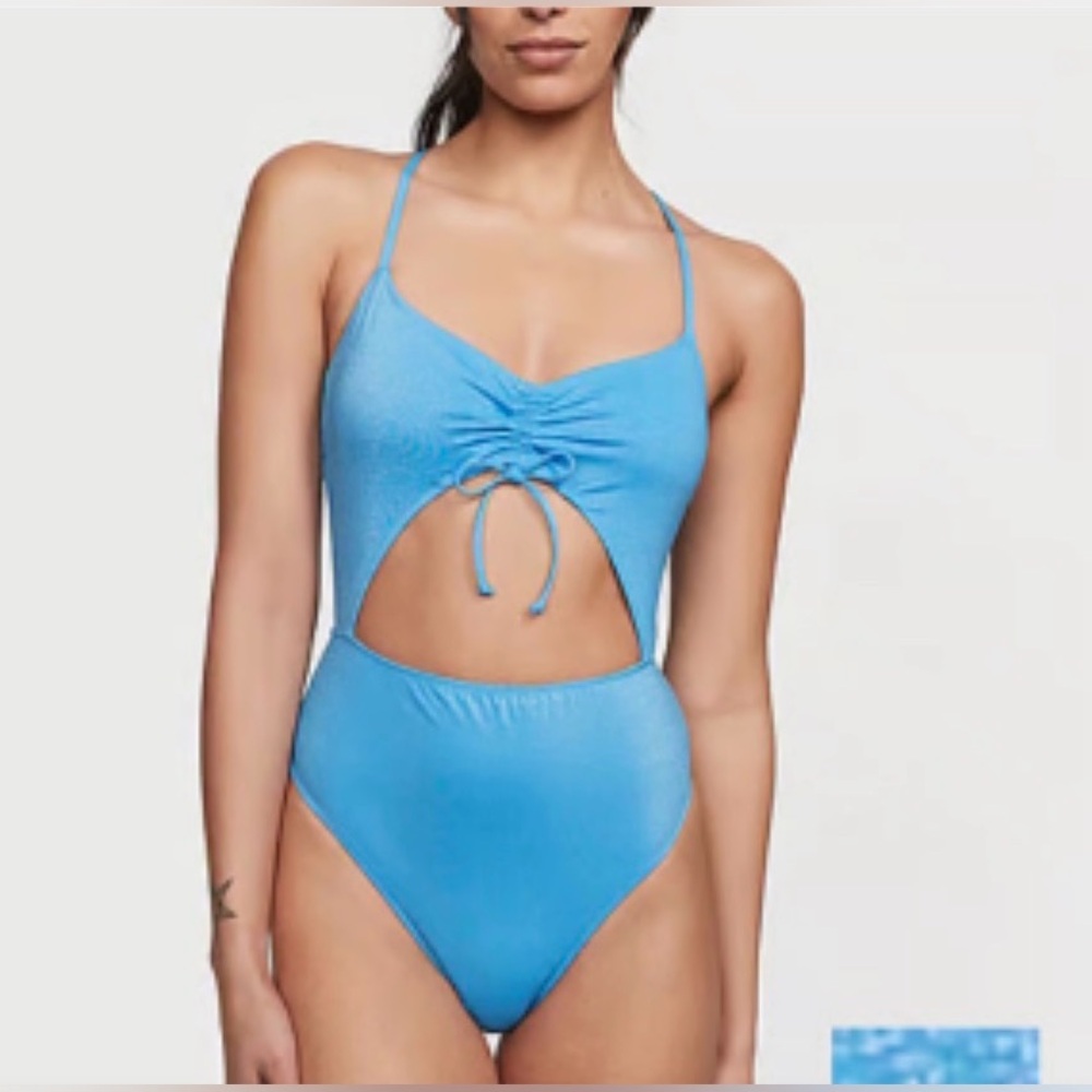 Victoria’s Secret Blue Shiny Cutout Swimsuit